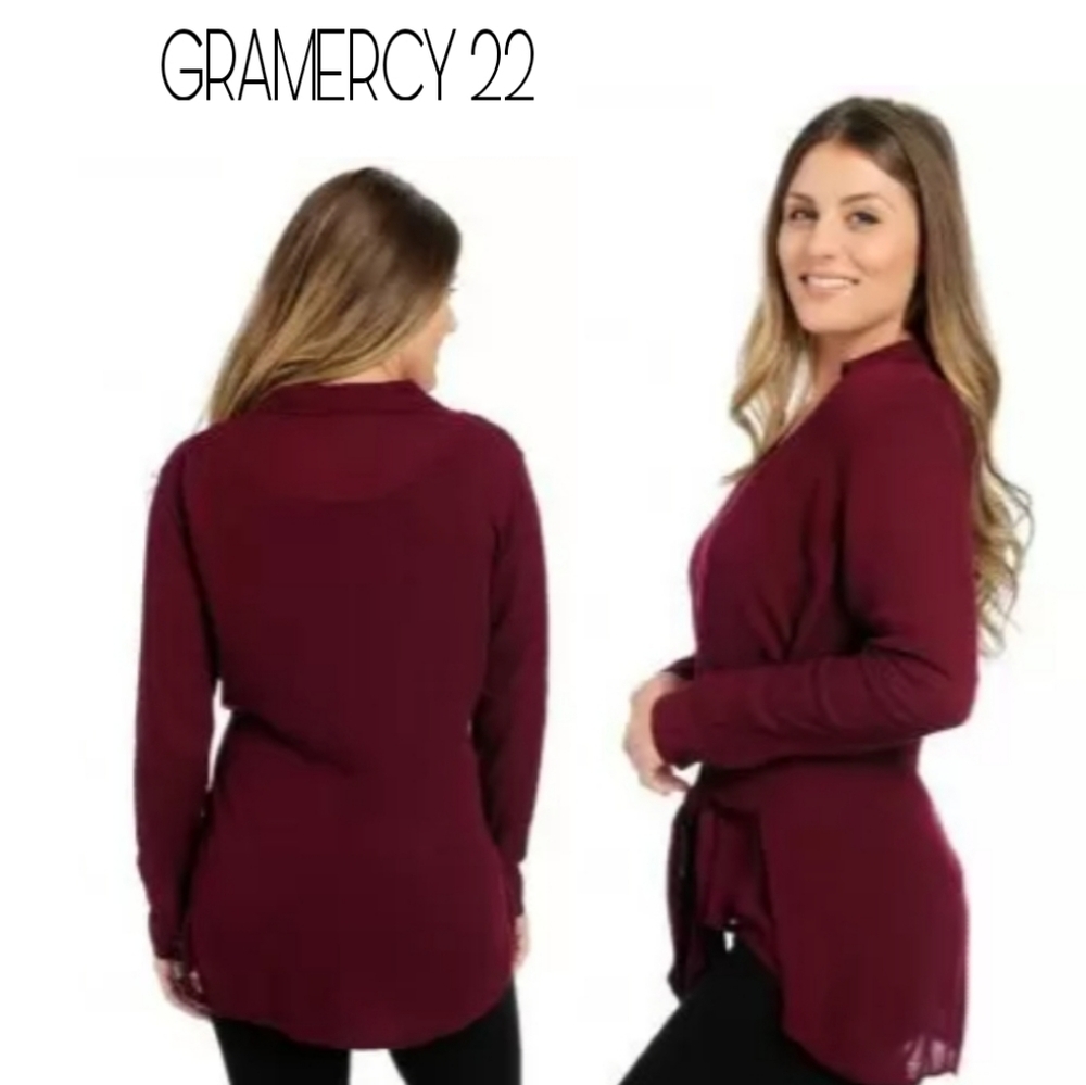 Gramercy 22 Woven Top with Tie Waist Closure Lrg